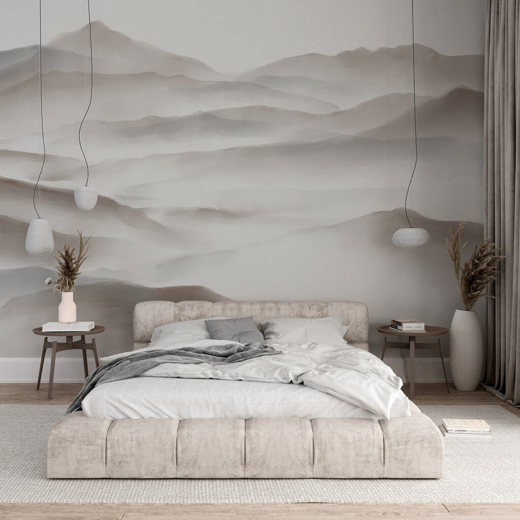 Foggy landscape of hills