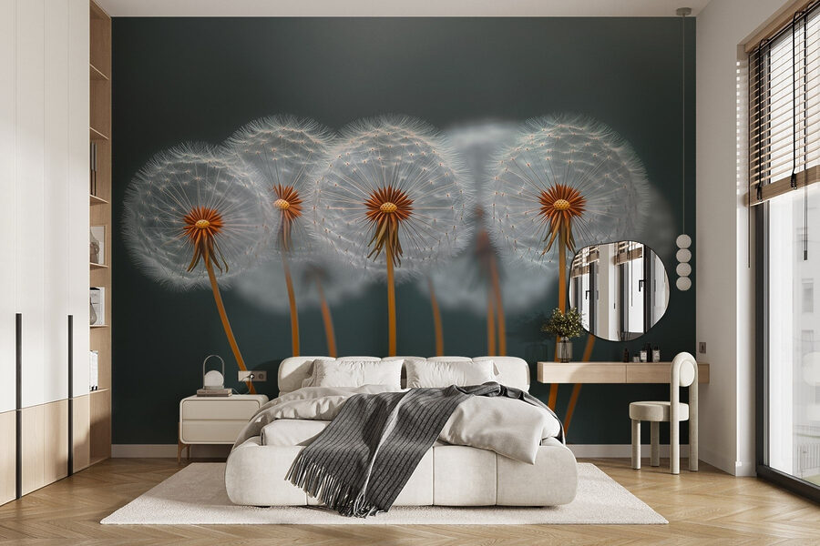 Wall murals Group of dandelions with seeds