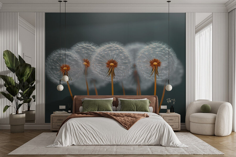 Wall murals Group of dandelions with seeds - Image 2