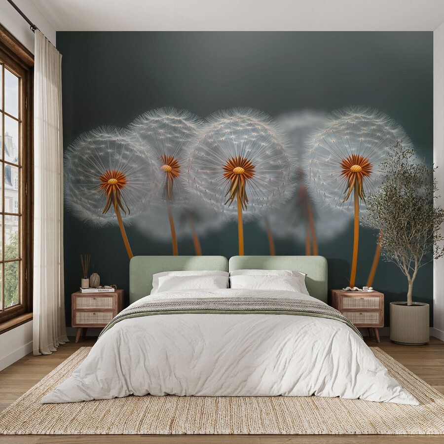 Wall murals Group of dandelions with seeds - Image 4
