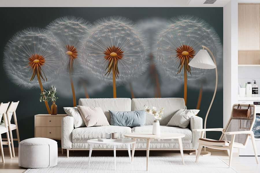 Wall murals Group of dandelions with seeds - Image 5