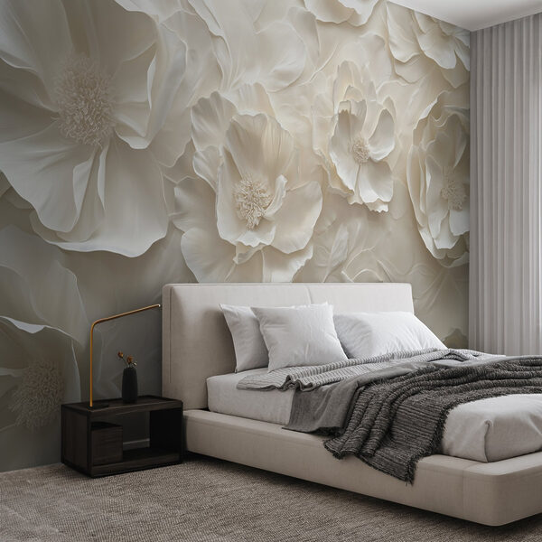 Wall murals Wall murals White flower wallpaper (SKU: w08562)
