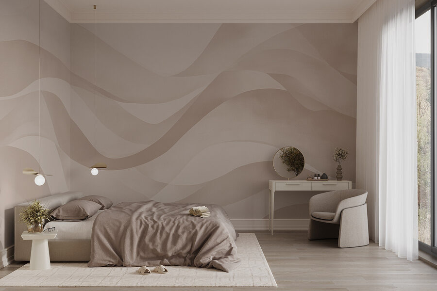 White and pink background with wavy lines