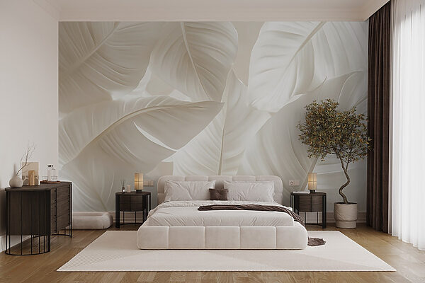 Wall murals Wall murals Delicate leaves in soft hues (SKU: w08565)