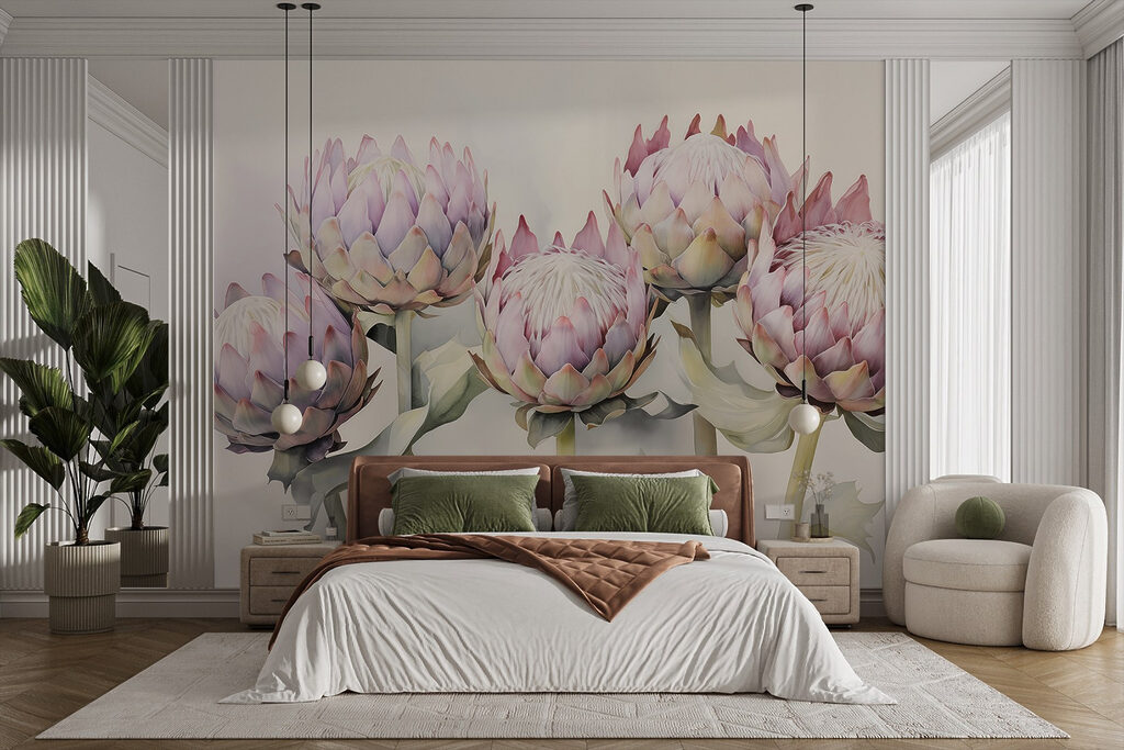 Group of flowers with leaves