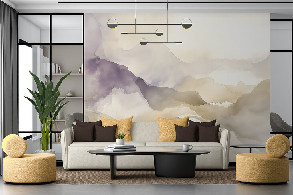 Watercolor painting of mountains