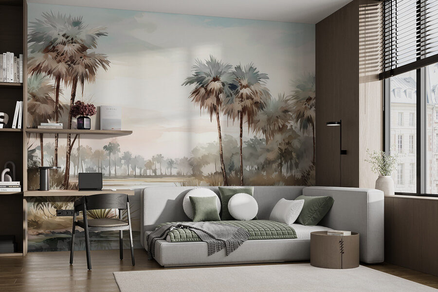 Water and palm trees by a river Water and palm trees by a river