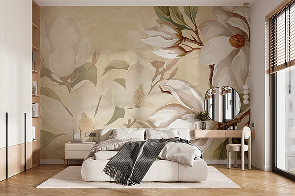 Wall murals Soft blossoms on a gentle background (SKU: w02694) Wall murals Wall murals Soft blossoms on a gentle background (SKU: w02694)