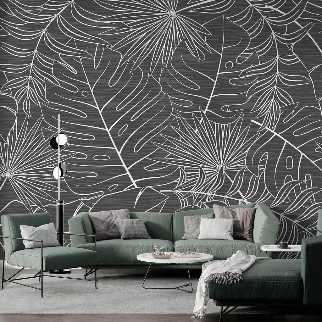 Pattern of leaves on a grey background Pattern of leaves on a grey background