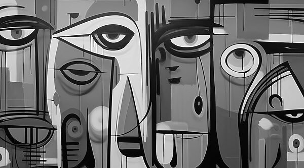 Black and white picture of a face Black and white picture of a face