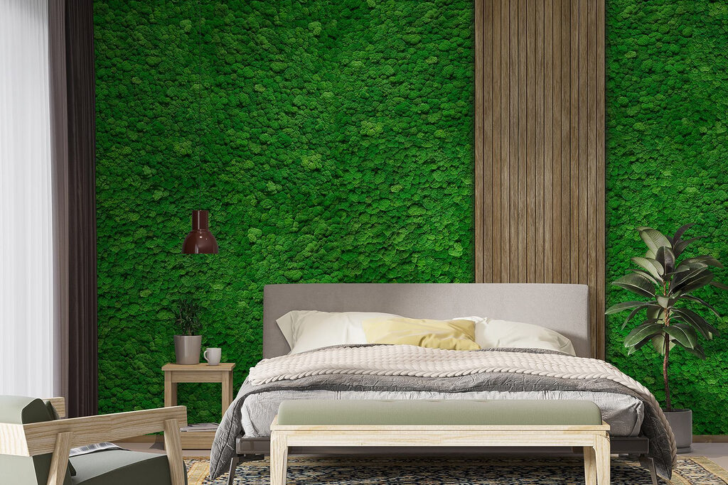 Wood plank on a green wall Wood plank on a green wall