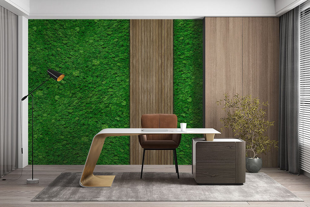 Wood plank on a green wall Wood plank on a green wall