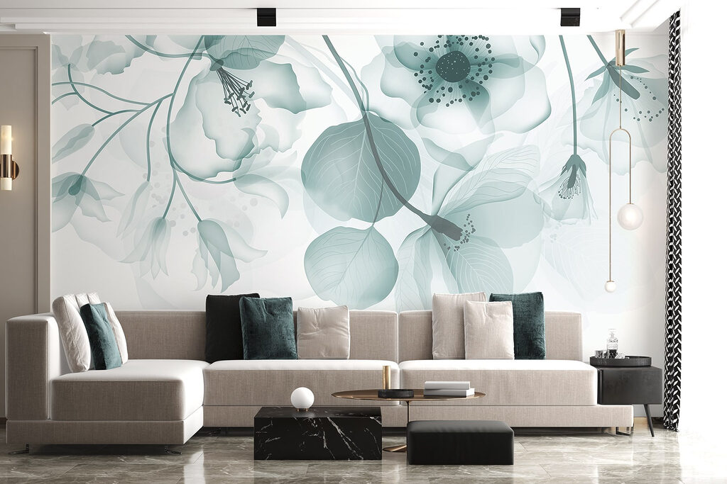 Transparent flowers with leaves