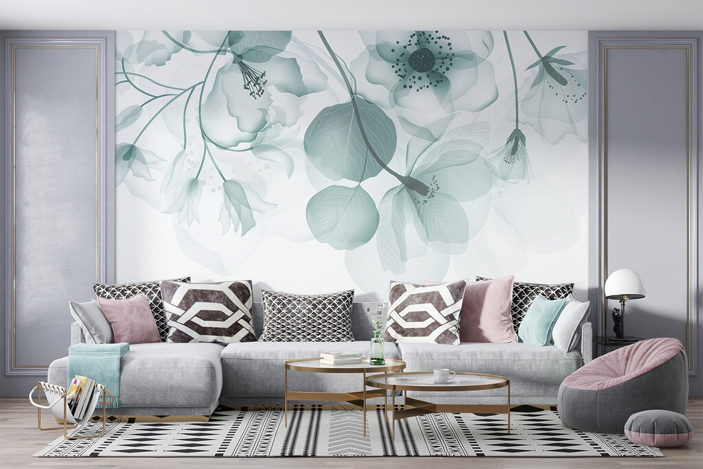 Transparent flowers with leaves