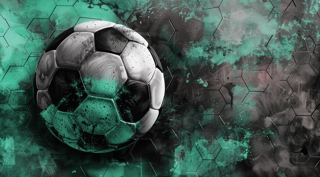 Football ball on a green and black background Football ball on a green and black background