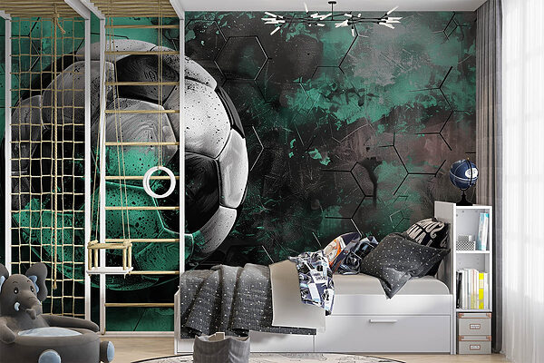 Football ball on a green and black background Football ball on a green and black background