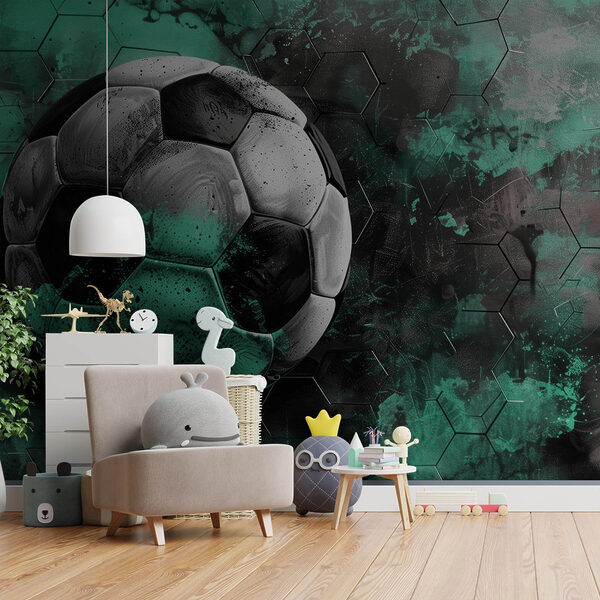 Football ball on a green and black background Football ball on a green and black background