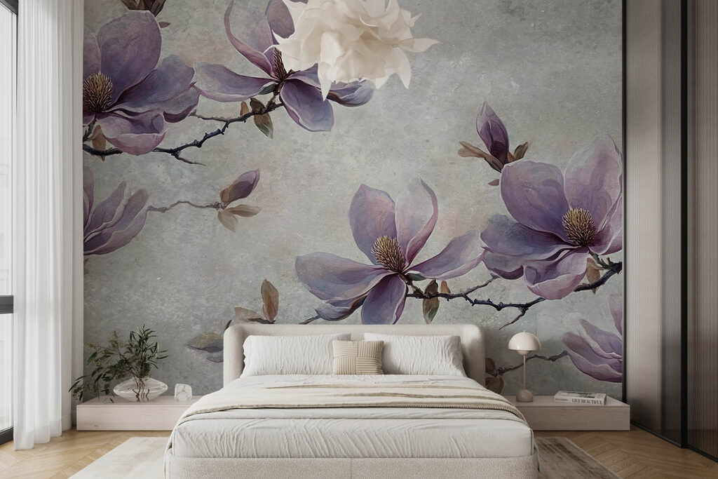 Painting of flowers on a branch