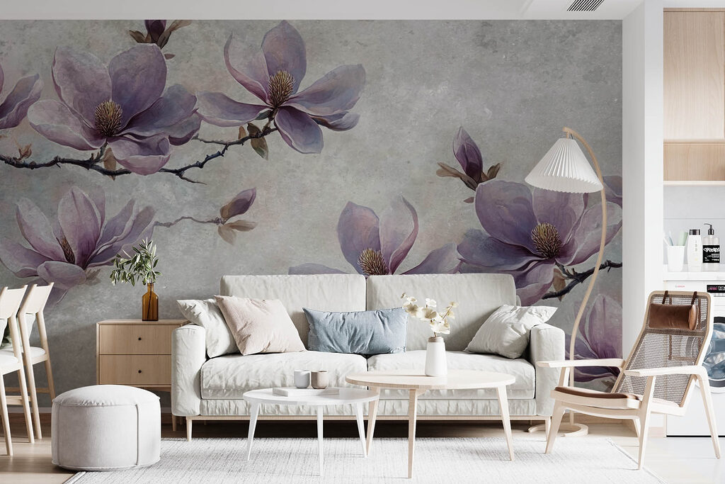 Painting of flowers on a branch