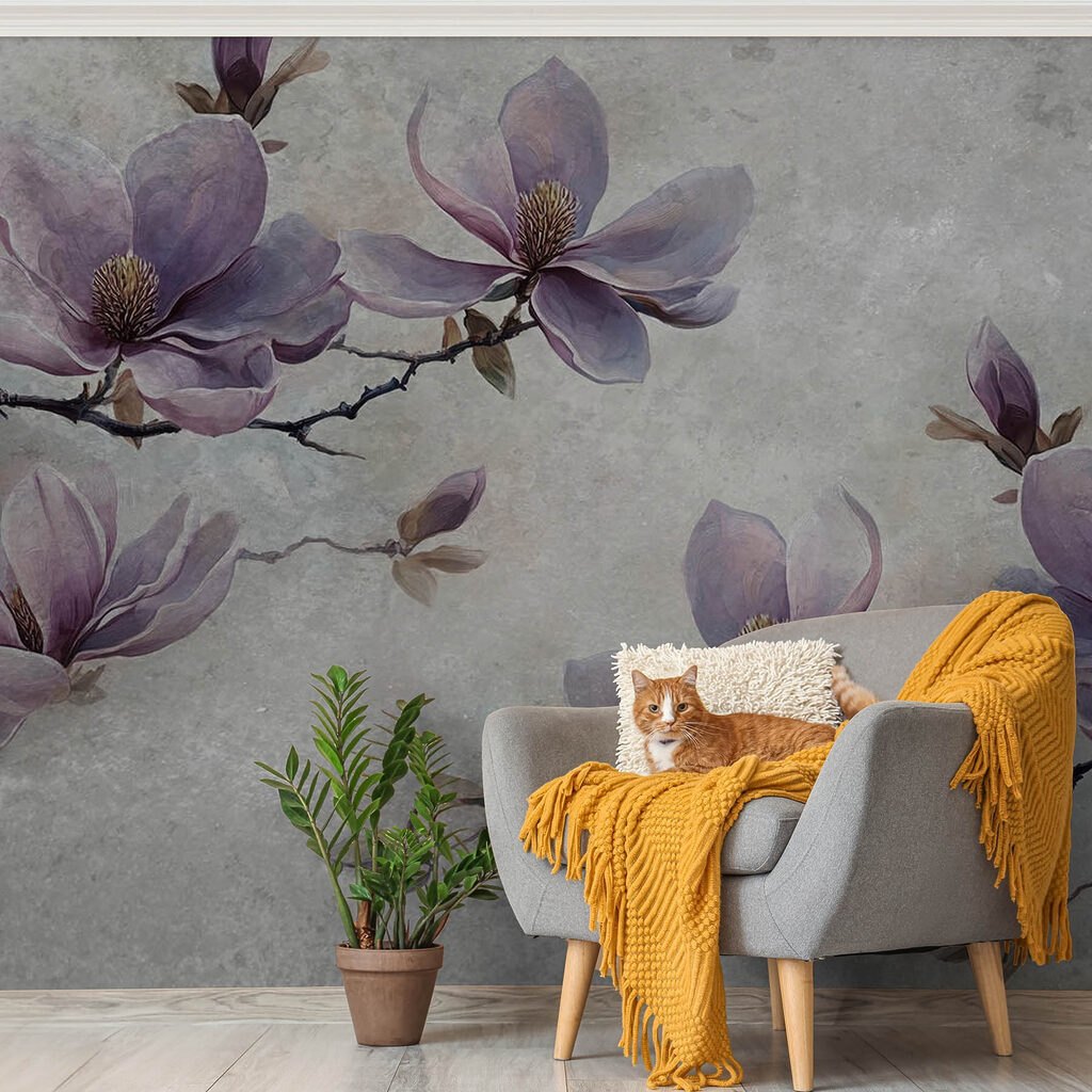 Painting of flowers on a branch