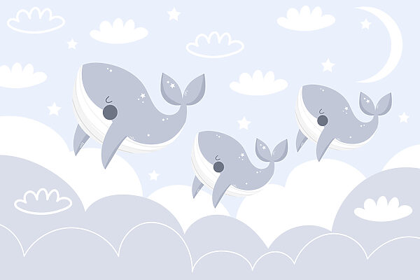 Group of whales jumping in the air