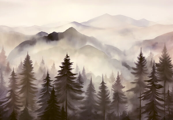 Landscape of mountains and trees Landscape of mountains and trees