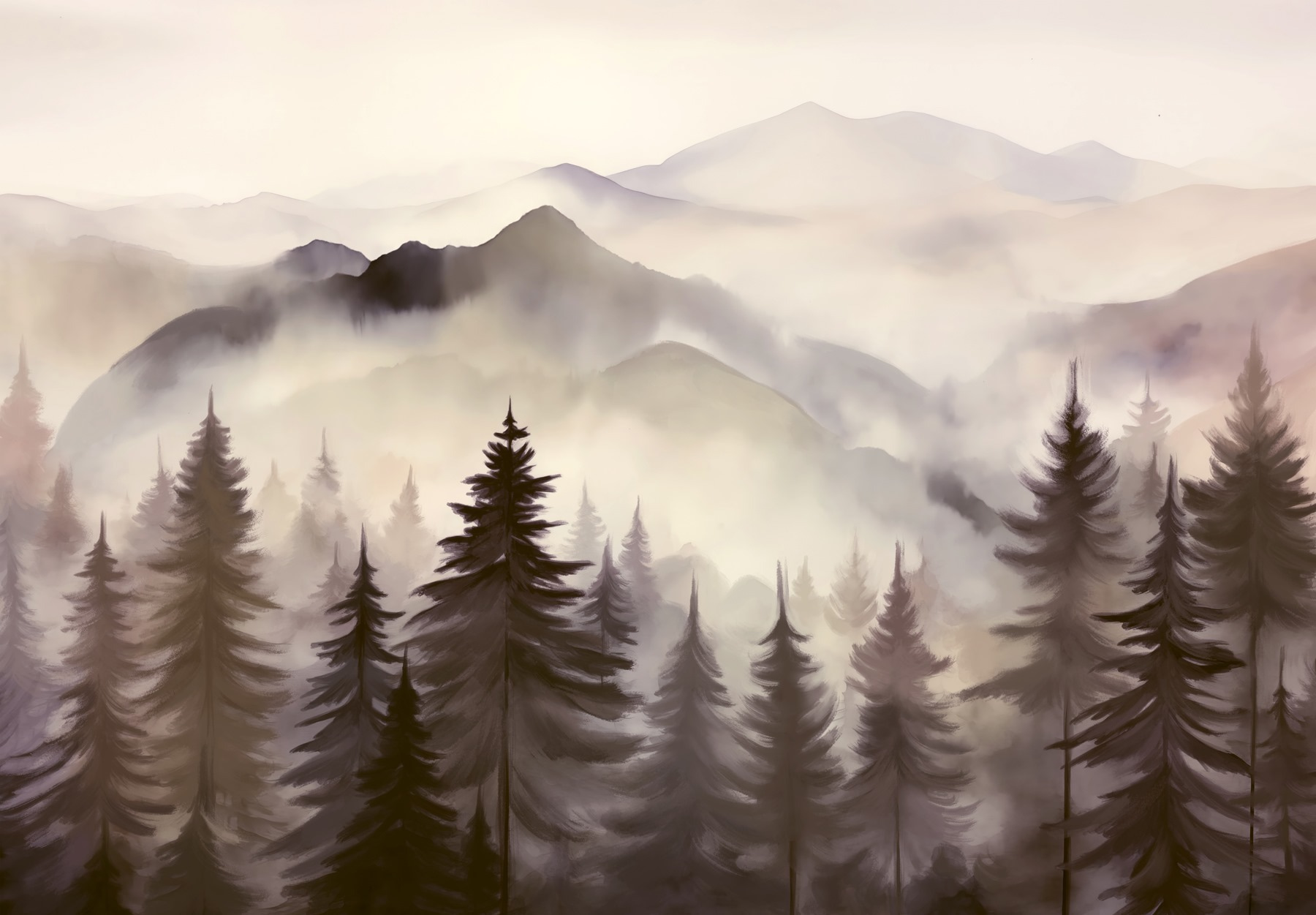 Landscape of mountains and trees Landscape of mountains and trees