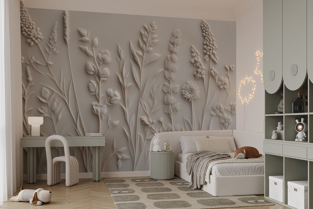 White flower and leaf design White flower and leaf design