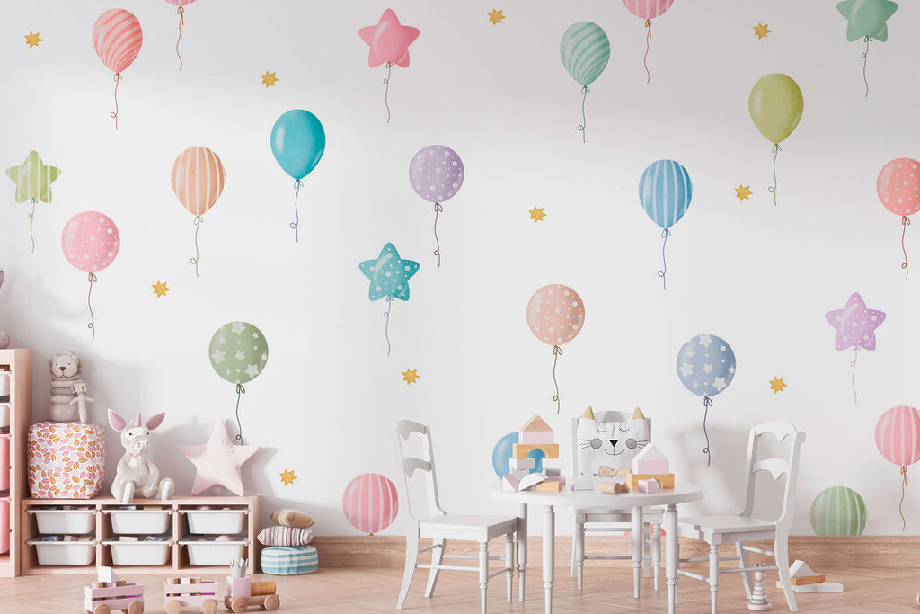 Pattern of balloons and stars