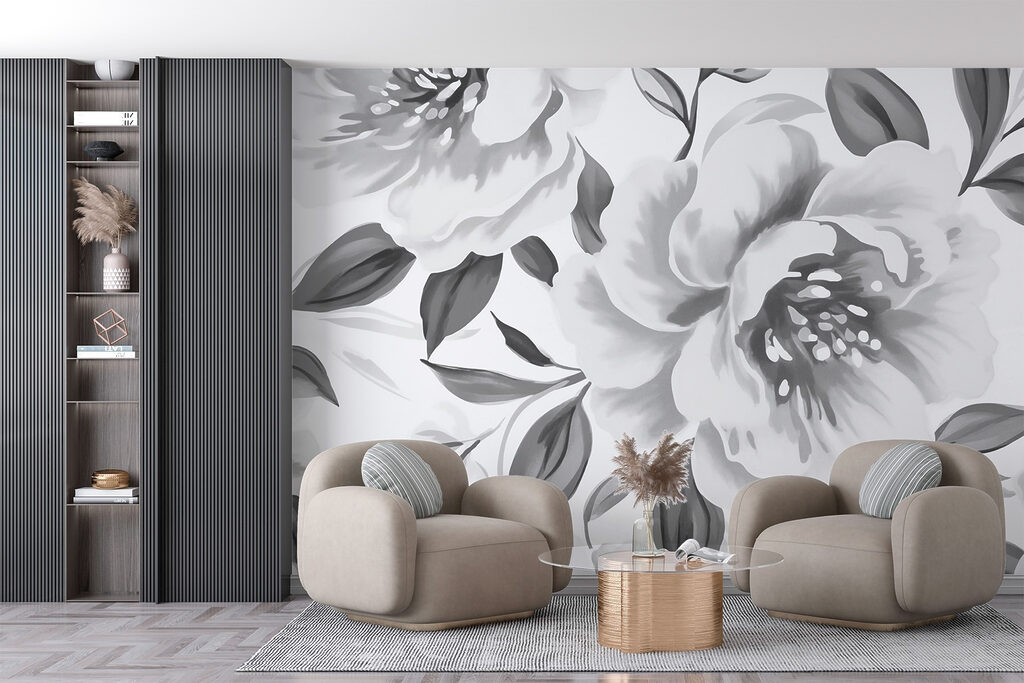 Floral patterns in monochrome tones