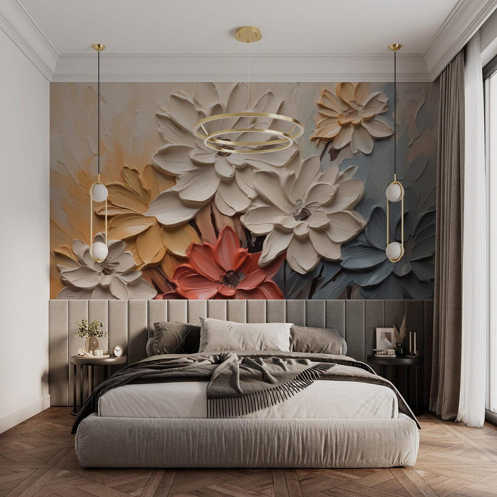 Painting of flowers on a wall