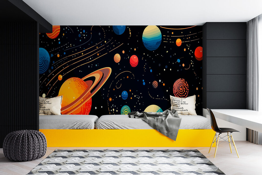 Colorful planets and stars Colorful planets and stars