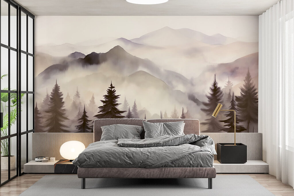 Landscape of mountains and trees Landscape of mountains and trees