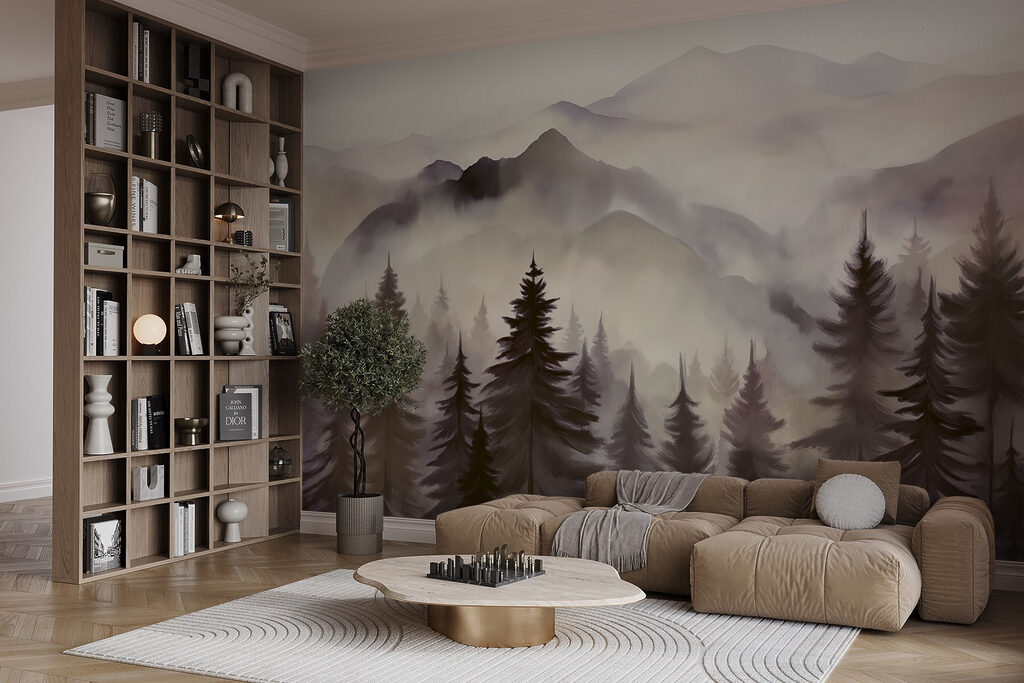 Landscape of mountains and trees Landscape of mountains and trees