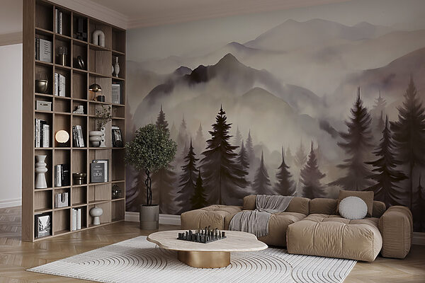 Landscape of mountains and trees Landscape of mountains and trees