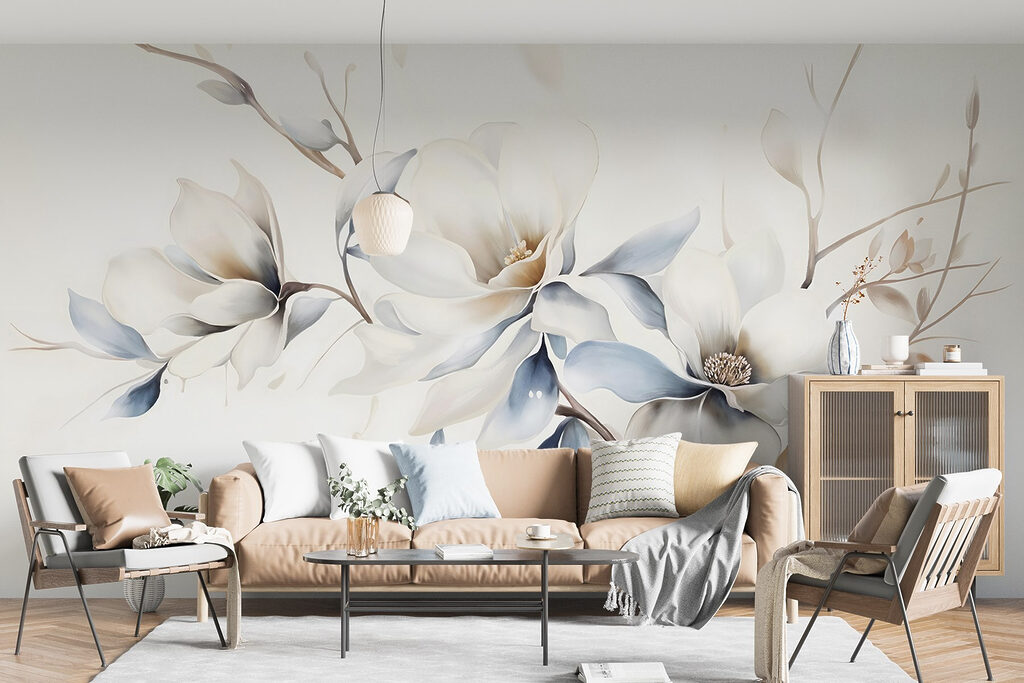 Painting of flowers on a white background