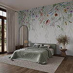 Wall murals Watercolor painting of flowers and leaves