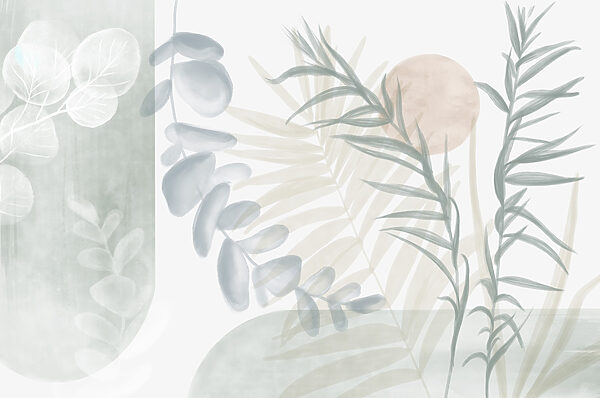 Serene botanical illustration in soft tones