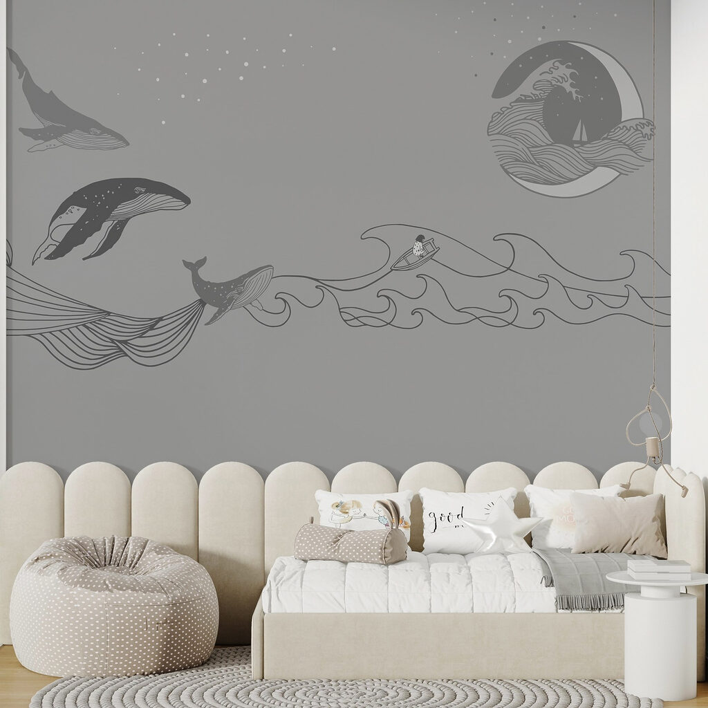 Whale and man in the ocean Whale and man in the ocean