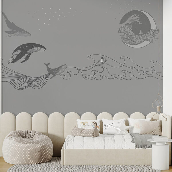Whale and man in the ocean Whale and man in the ocean