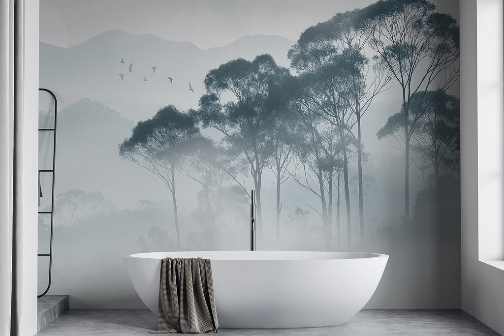 Group of trees in fog