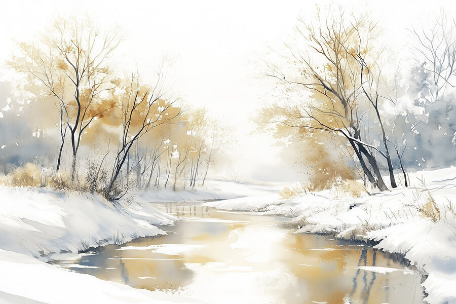 Wall murals River with snow and trees - Image 6