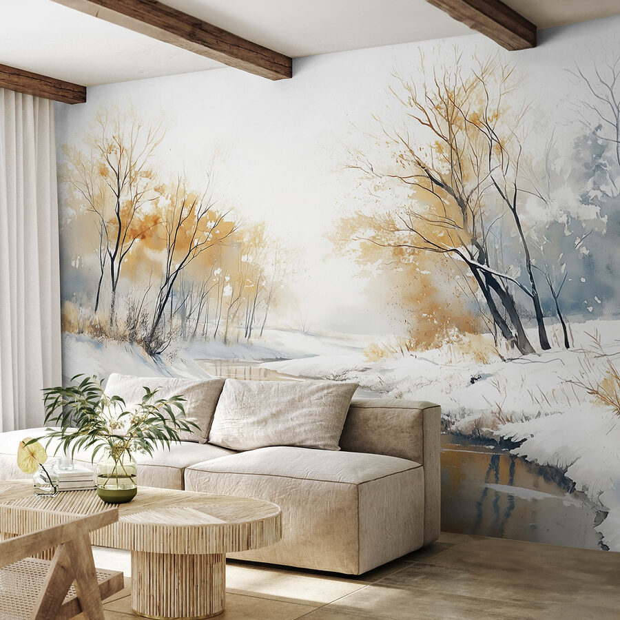 Wall murals River with snow and trees - Image 2