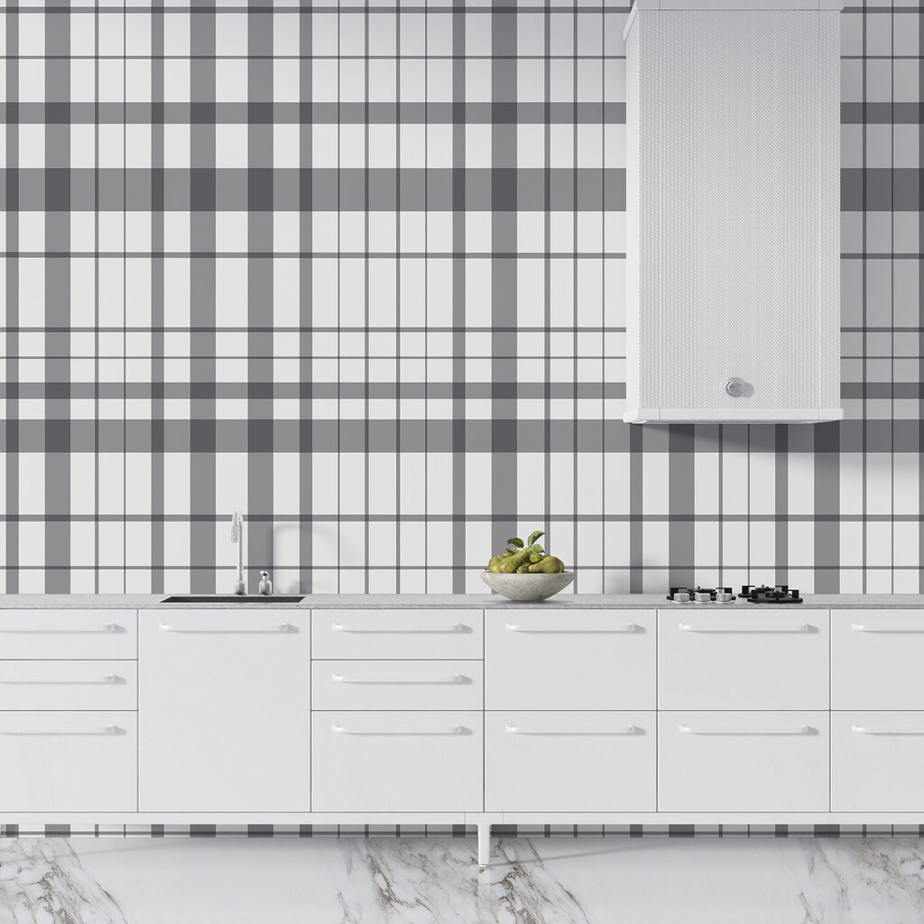 Grey and white plaid