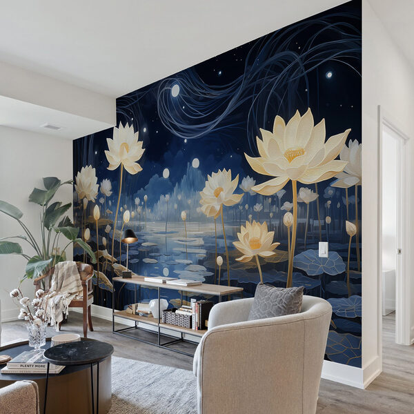 Painting of flowers in a pond Painting of flowers in a pond