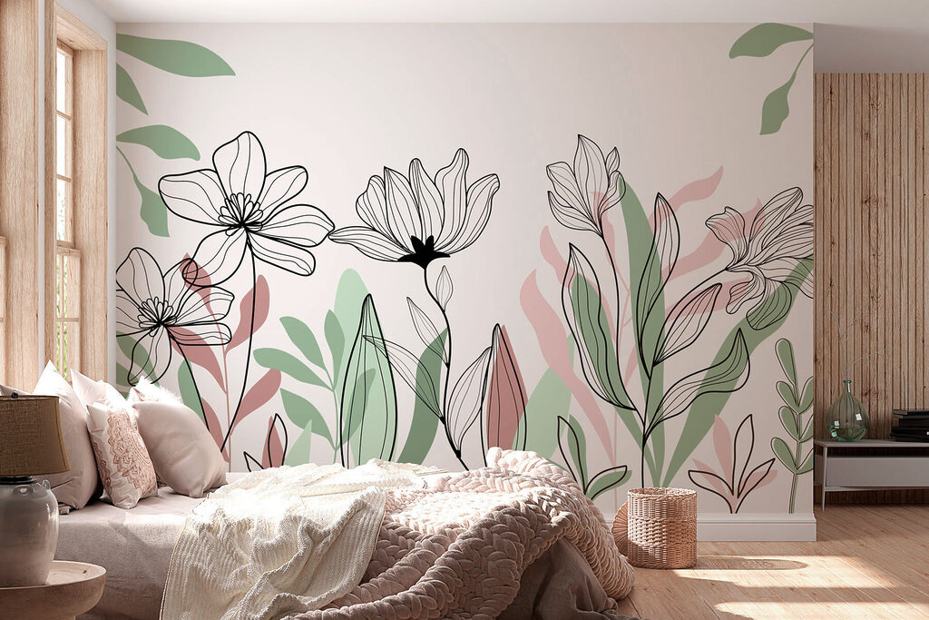 Line of flowers and leaves Line of flowers and leaves