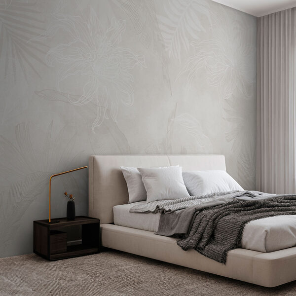 Wall murals Wall murals White background with leaves (SKU: w02737)