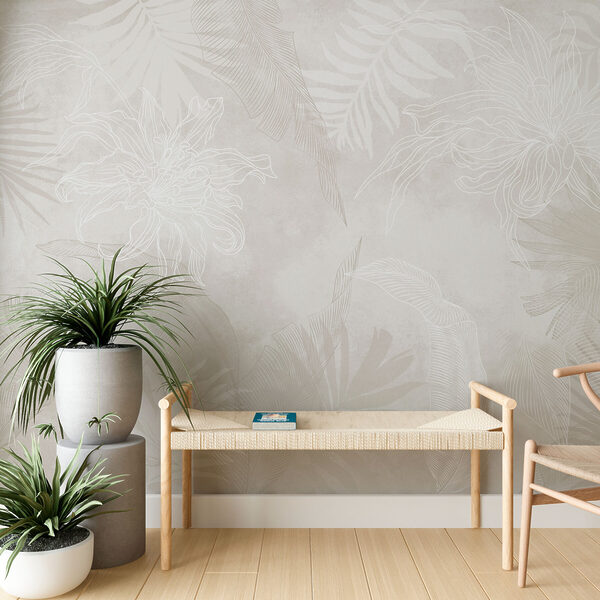 White floral pattern on a grey background White floral pattern on a grey background