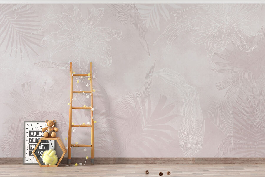 Wall murals White and pink floral pattern - Image 2