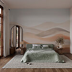 Brown and white wavy lines Wall mural Brown and white wavy lines